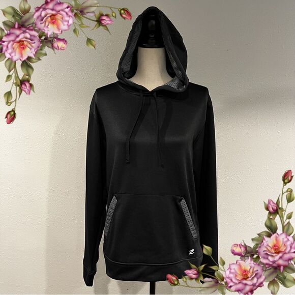 Sporty black hooded sweatshirt - Picture 1 of 12